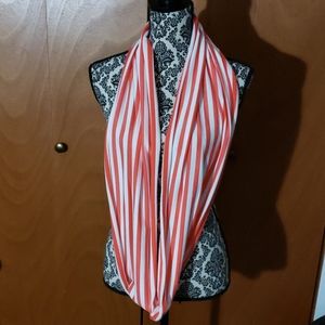 Orange and white infinity scarf